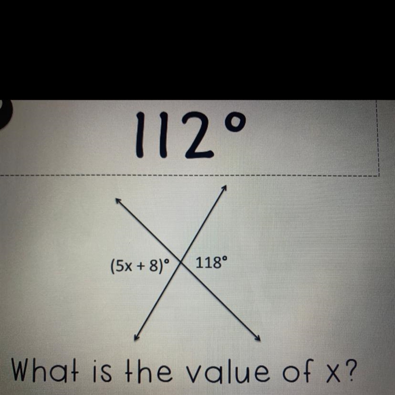 (5x + 8)° 118° What is the value of x?-example-1