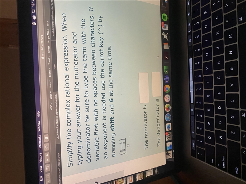 Simplify the complex rational expression. When typing your answer for the numerator-example-1