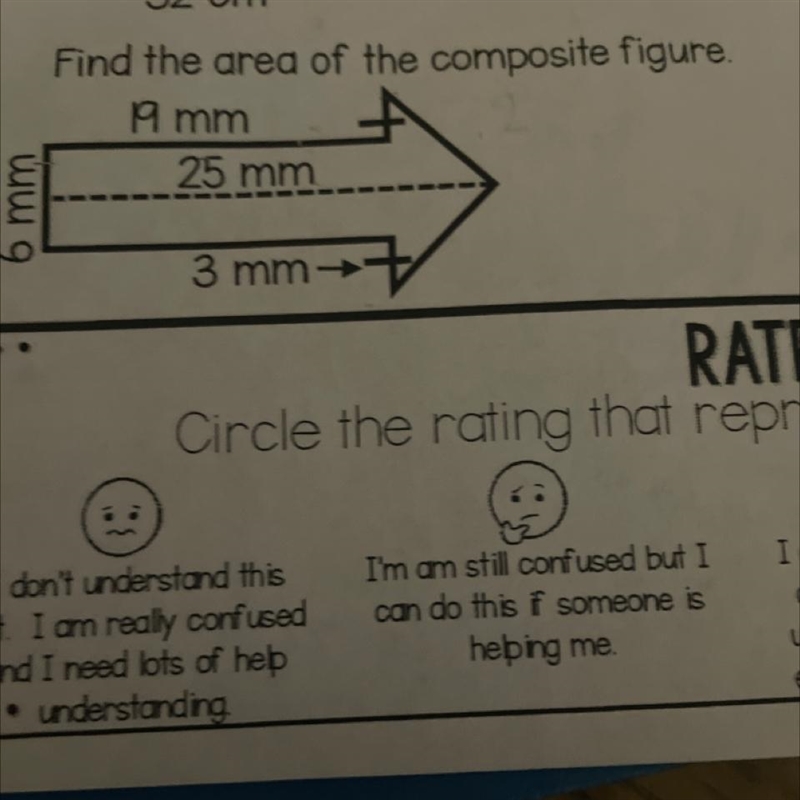 Find the area of the composite figure.19 mm 25 mm 3 mm 6mm-example-1