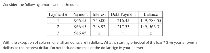 With the exception of column one, all amounts are in dollars. What is starting principal-example-1