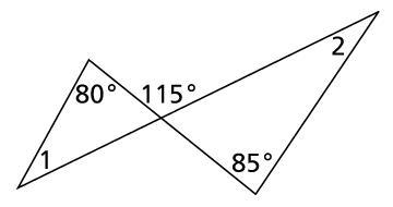 CAN SOMEONE HELP ME 50 POINTS What are m∠1 and m∠2? A. ∠1 = 30°, m∠2 = 35° B. ∠1 = 35°, m-example-1