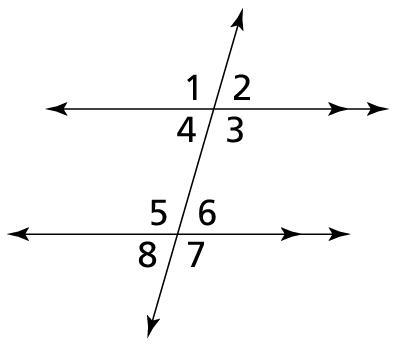 Part A Which angles are congruent to ∠5 ? Select all that apply. A. ∠1 B. ∠2 C. ∠3 D-example-1