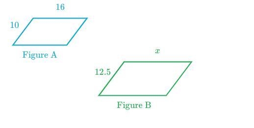 Figure A is a scale image of Figure B. What is the value of x-example-1