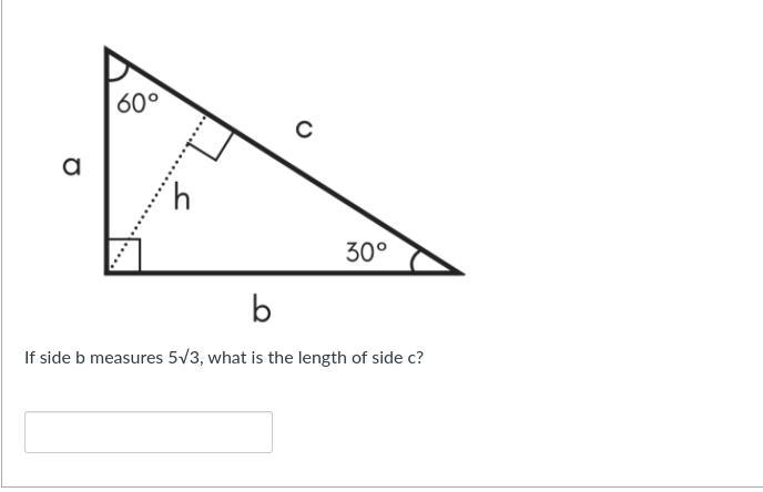 If side b measures 5√3, what is the length of side c?-example-1