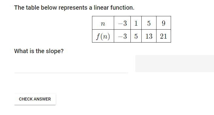 The table below represents a linear function. \def\arraystretch{1.5} \begin{array-example-1