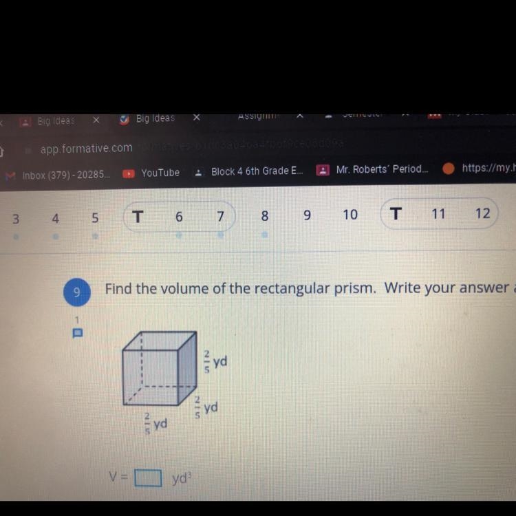 Find the volume of the rectangular prism. Write your answer as a fraction. 2/5 2/5 2/5-example-1