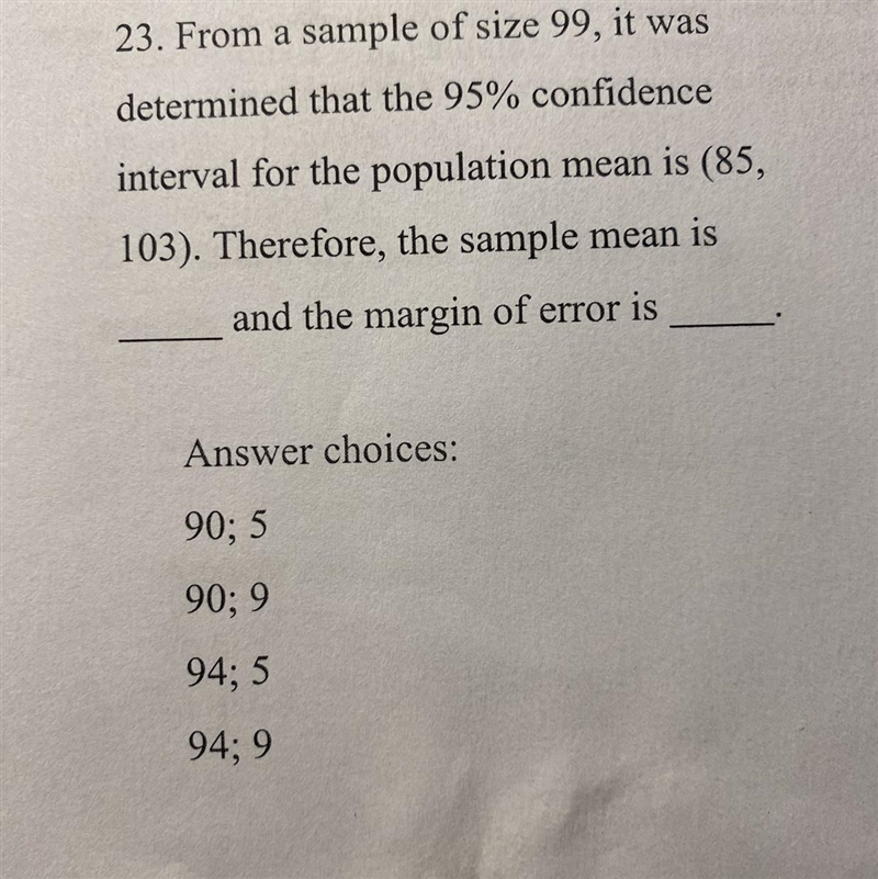 Given a confidence interval for a certain confidence level and sample size determine-example-1