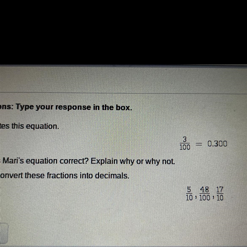 Need help plsss is 3/100 equal to 0.300 ???-example-1