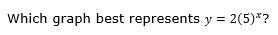 Which graph best represents y = 2(5)^x ? The answer choices are in the pictures. Please-example-1