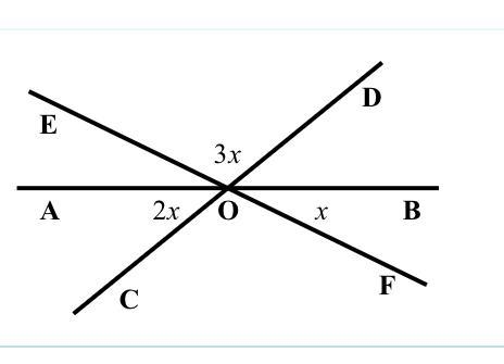 AB, CD and EF intersect at O. Find x-example-1