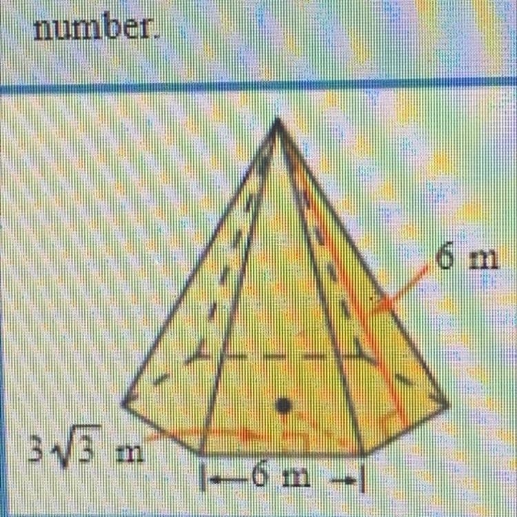 2. Find the surface area of the regular pyramid shown to the nearest whole number-example-1