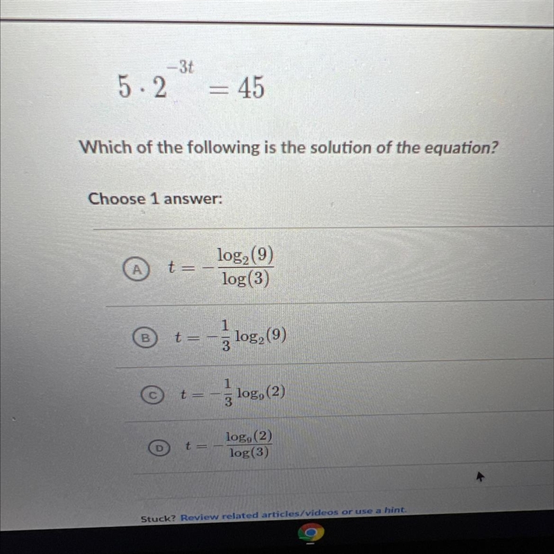 Which of the following is the solution of the equation?-example-1