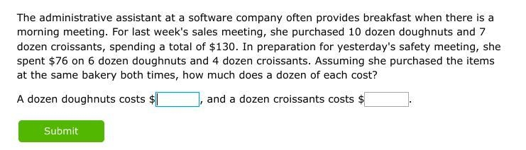 Help please.......Write a system of equations to describe the situation below, solve-example-1