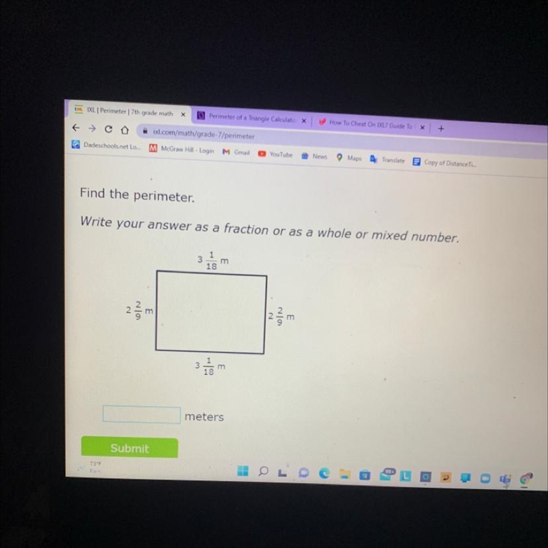 Find the perimeter. Write your answer as a fraction or as a whole or mixed number-example-1