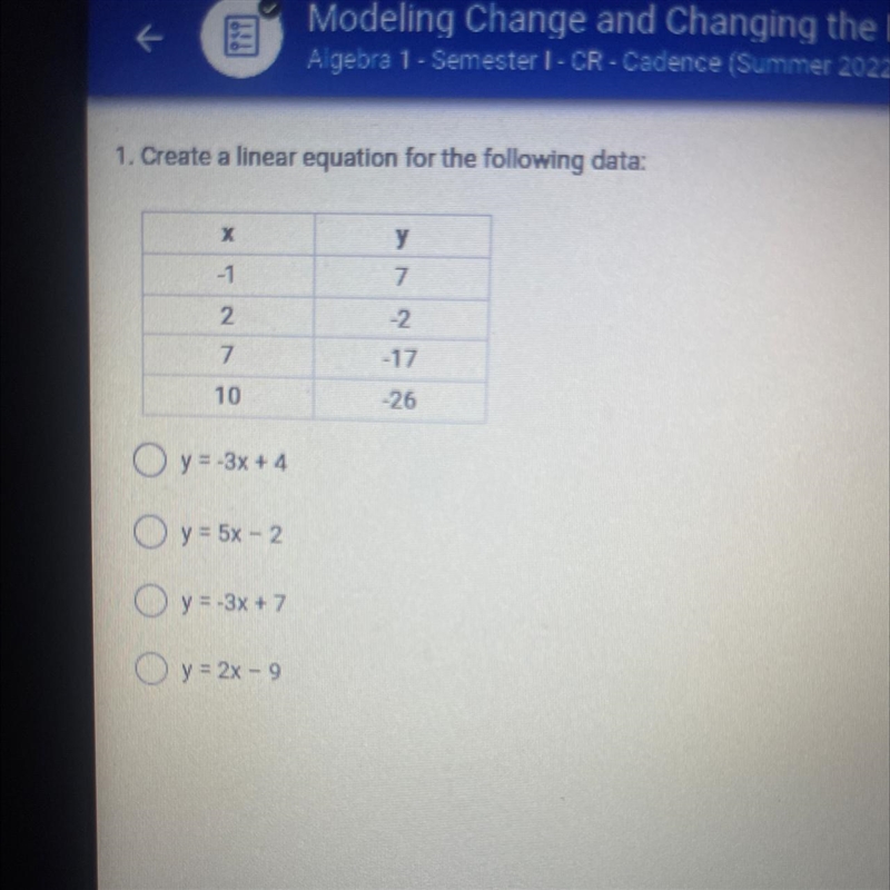 I don’t understand can someone help me? Create a linear equation for the following-example-1