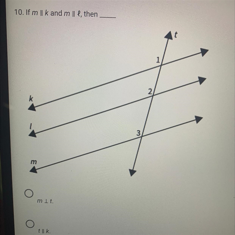 If m || k and m || , then k m 3 2 Please help-example-1