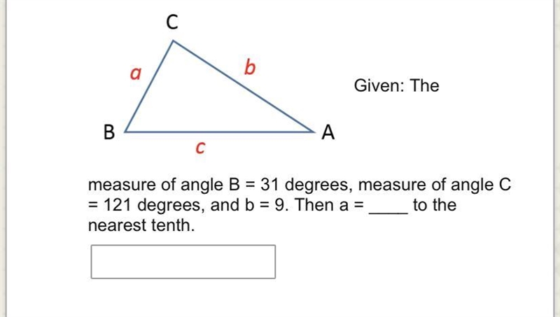 Can someone help me with this The measure of angle B = 31 degrees, measure of angle-example-1