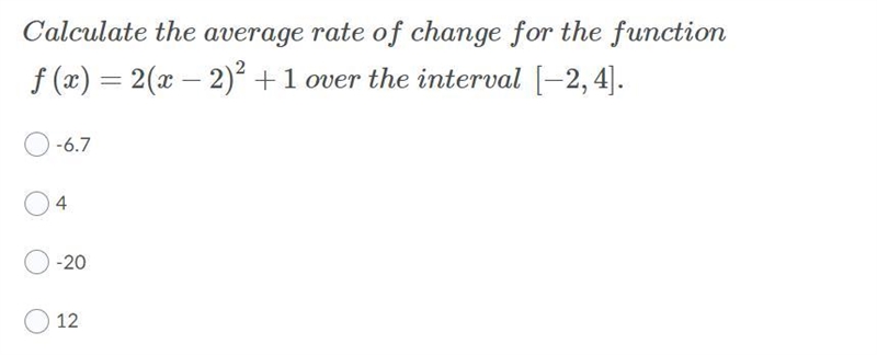 Calculate the average rate of change for the function-example-1