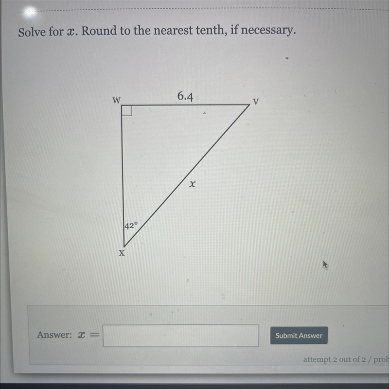 Solve for x and round please-example-1