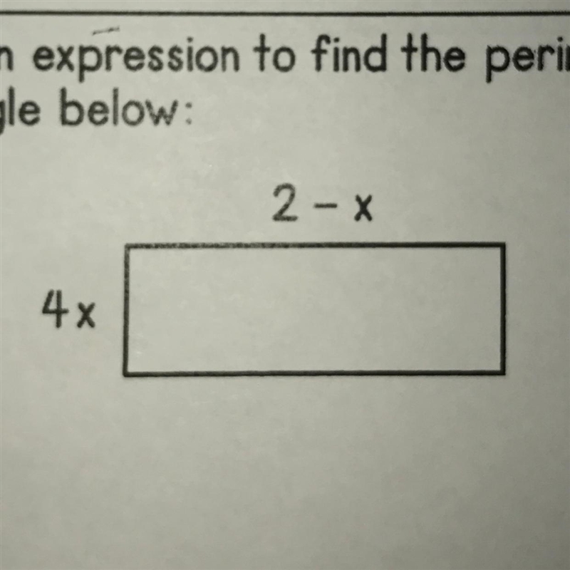 Write an expression to find the perimeter of the rectangle below:-example-1