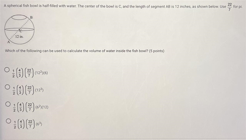 Which of the following can be used to calculate the volume of water inside the fish-example-1