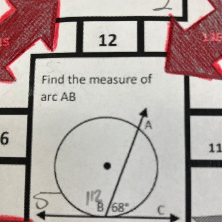 Find the measure of are AB - please show work-example-1