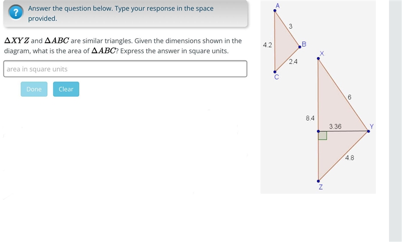 Δ ⁢ X ⁢ Y ⁢ Z and Δ ⁢ A ⁢ B ⁢ C are similar triangles. Given the dimensions shown-example-1