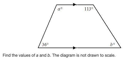 Find the values of a and b. The diagram is not drawn to scale. (image attached)thank-example-1