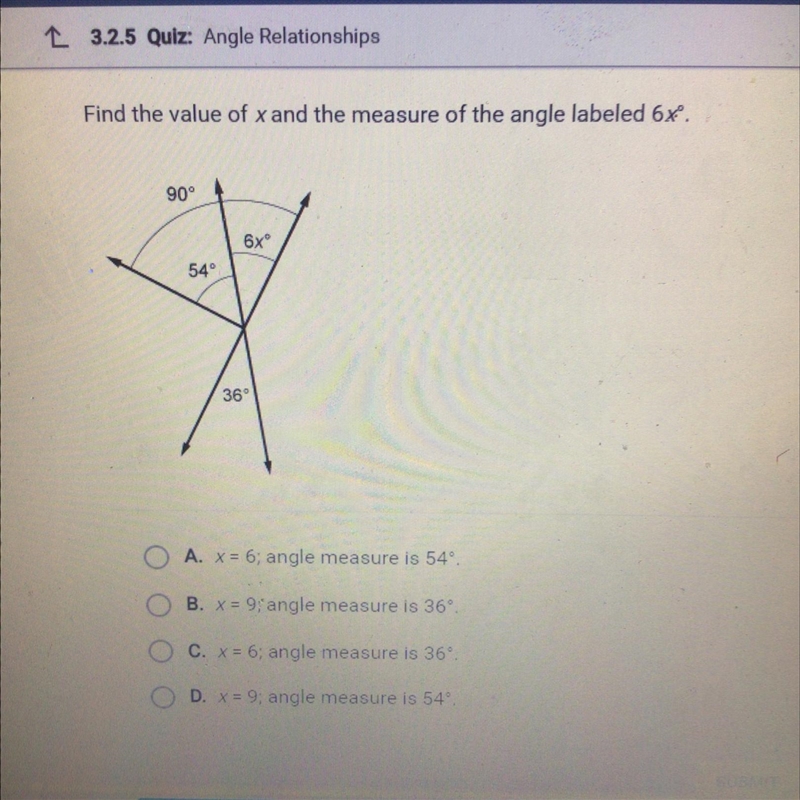 PLEASE PLEASE ANSWER!!!! Find the value of x and the measure of the angle labeled-example-1