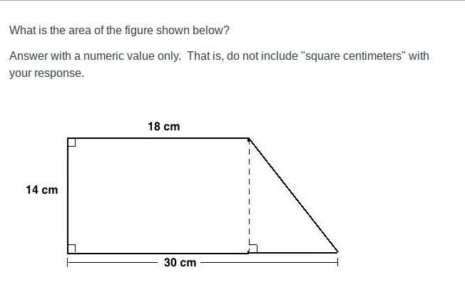 What is the area of the figure shown below?-example-1