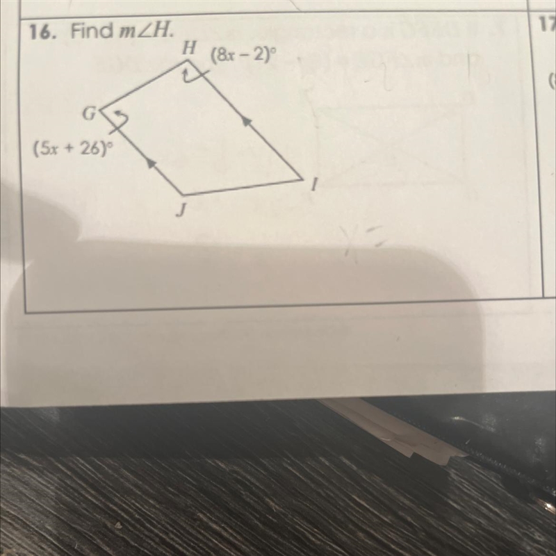 Find m/H. (5x +26) (8x - 2)-example-1