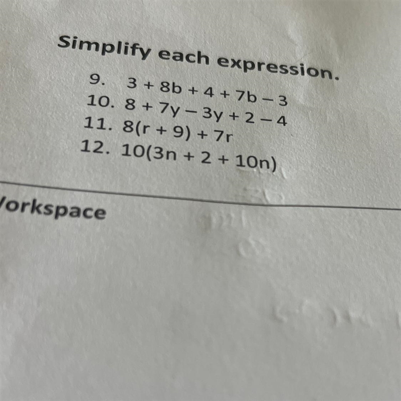 Simplify each expression 3+8b+4+7b-3-example-1