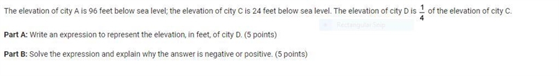 The elevation of city A is 96 feet below sea level; the elevation of city C is 24 feet-example-1