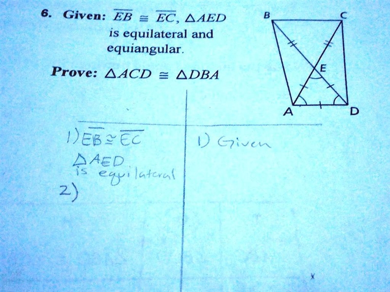 Given: EB = EC, AAED is equilateral and equiangular. Prove: AACD = ADBA-example-1