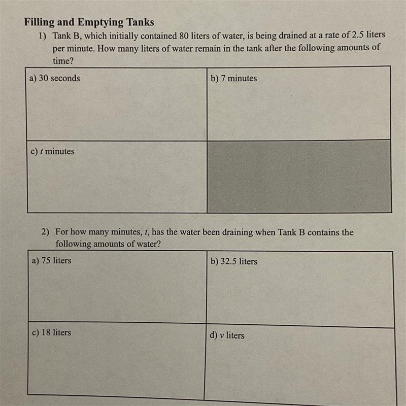 Filling and Emptying Tanks 1) Tank B, which initially contained 80 liters of water-example-1