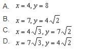 Find the value of x and the value of y-example-1