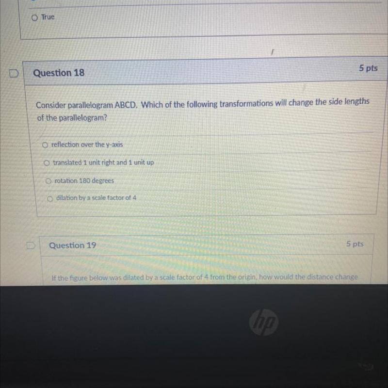 Consider parallelogram ABCD. Which of the following transformations will change the-example-1