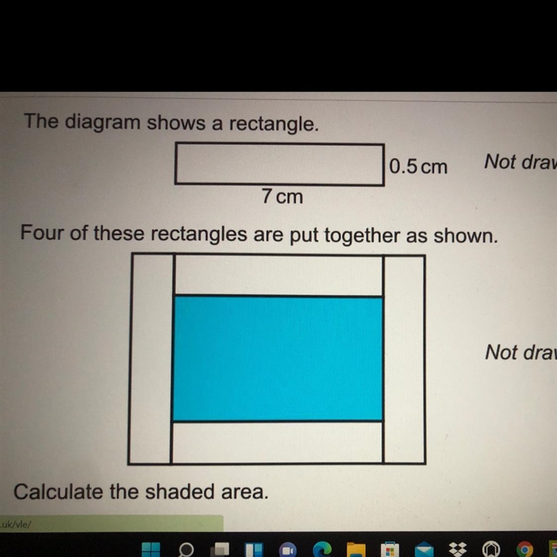 The diagram shows a rectangle. 10.5 cm Not drawn accurately 7 cm Four of these rectangles-example-1