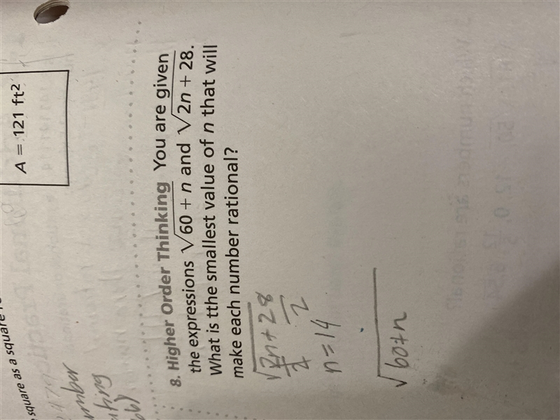 Help me please I don’t jlknow the square root of 60 + n-example-1