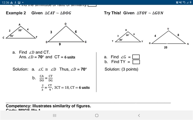 A. Find ∠G = b. Find TY = Solution: a. ∠C ≅ ∠D Thus, ∠ = 70° Solution: help plssssss-example-1