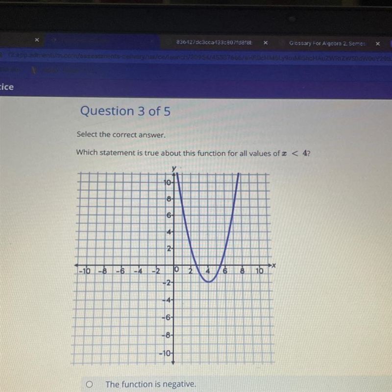 PLEASE HELP Select the correct answer. Which statement is true about this function-example-1