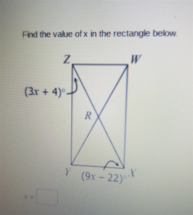 Find the value of x in the rectangle below.​-example-1