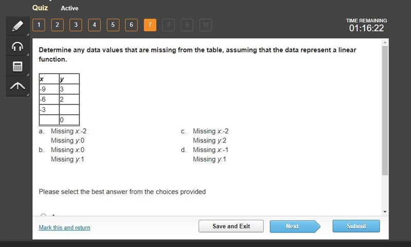 Determine any data values that are missing from the table, assuming that the data-example-1