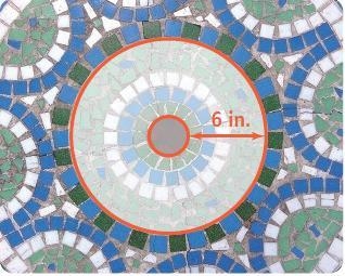 The radius of the inner circle of a tile pattern shown is x inches. Write a polynomial-example-1