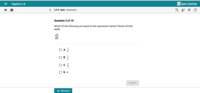 Which of the following are equal to the expression below? Check all that apply. A-example-1