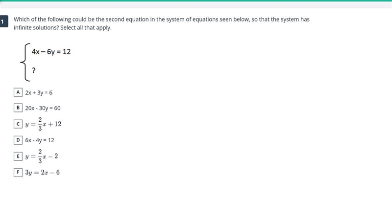 NEED HELP ASAP! Which of the following could be the second equation in the system-example-1