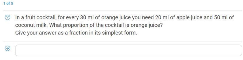 In a fruit cocktail, for every 30 ml of orange juice you need 20 ml of apple juice-example-1