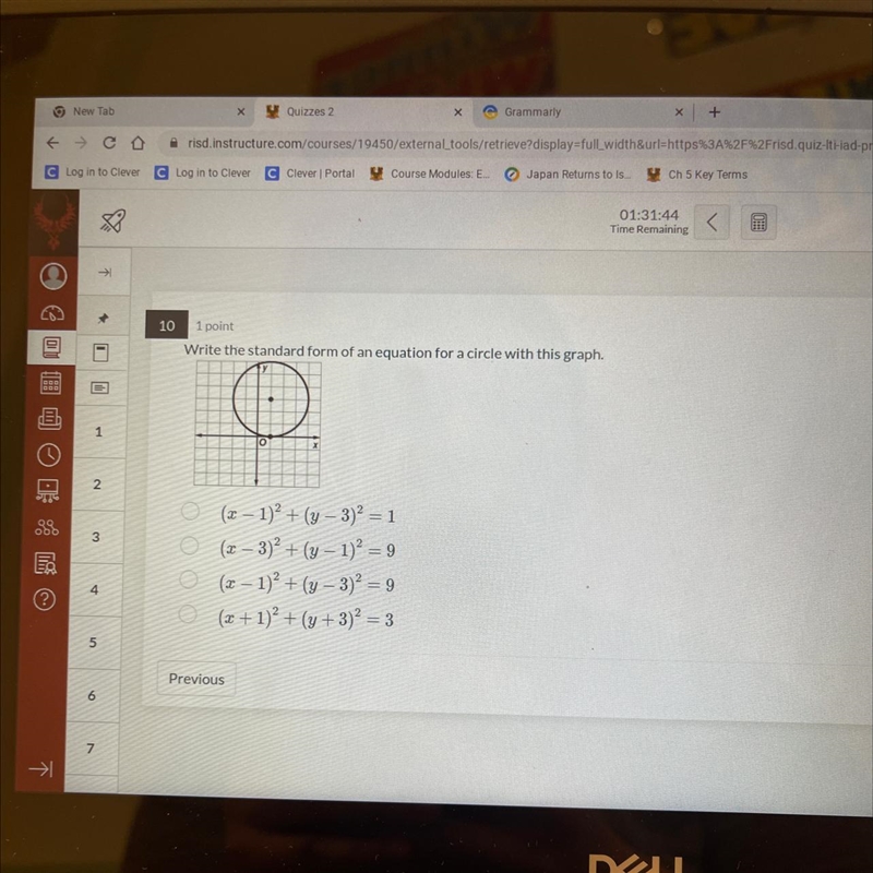 Write the standard form equation for circle-example-1