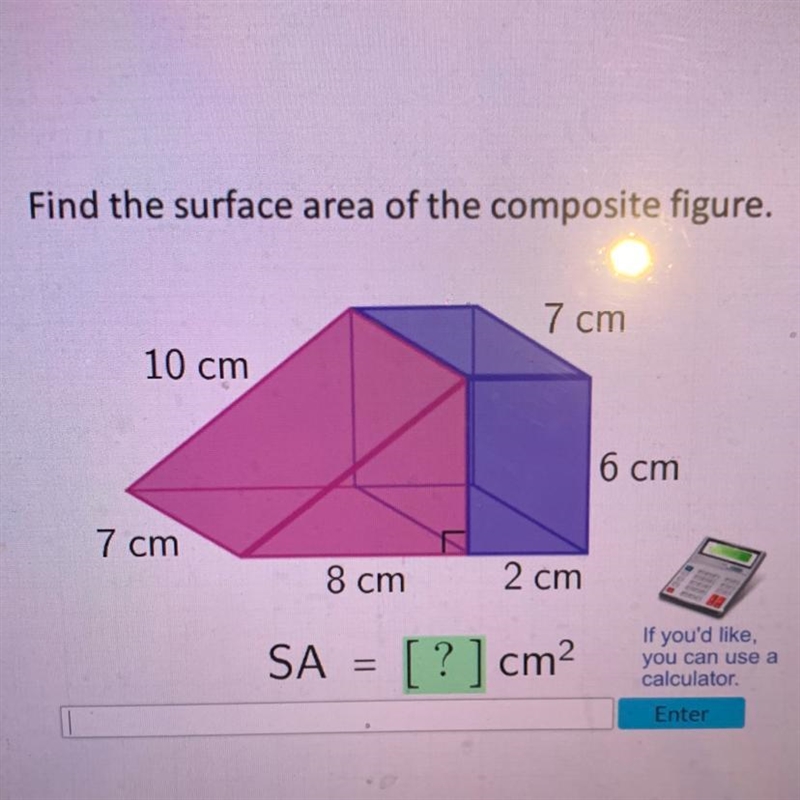 Find the surface area of the composite figure-example-1