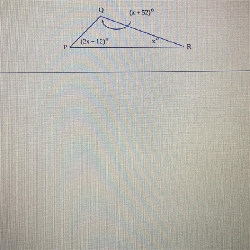 Solve for X and also angles P,Q,R-example-1